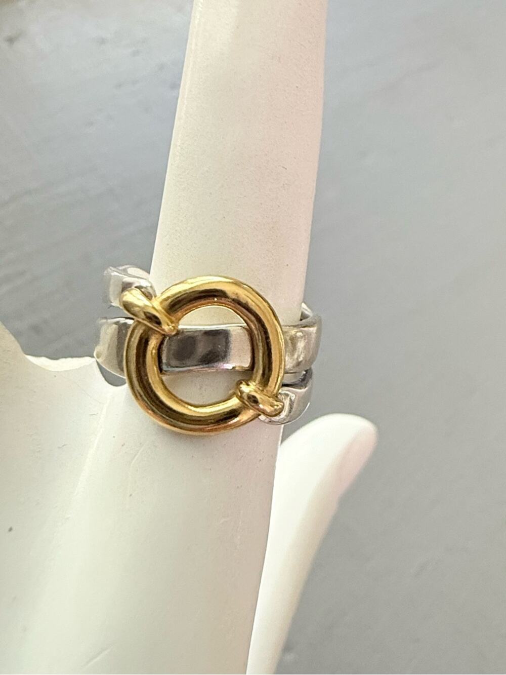 Paz Israel 925 Two Tone Sterling Silver Ring Size 6